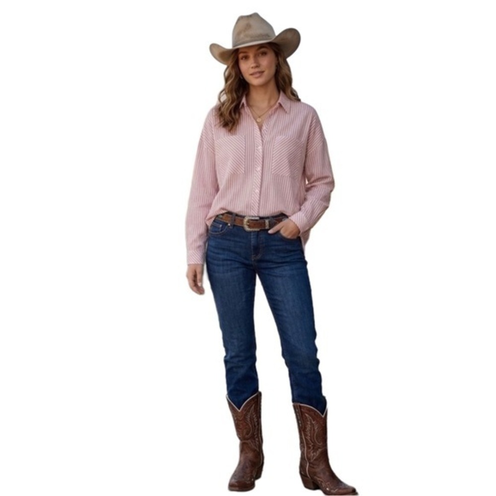 Sam Edelman Pink/White Striped Lace Day/Night Casual Shirt Size Small